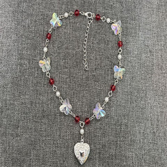 Dainty Fairy Butterfly Crystal Beads Necklace