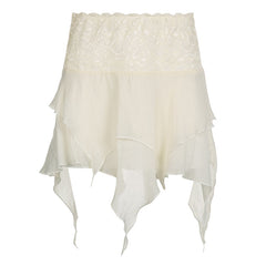 Fairycore Asymmetrical Hem Mesh Skirt