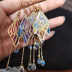 Fairycore Enamel Butterfly Tassel Drop Earrings