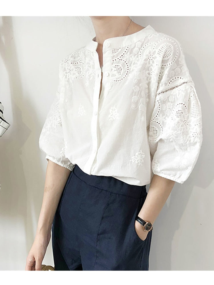 Hollow Out Vintage Blouse