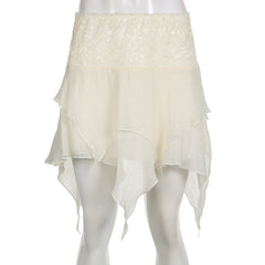 Fairycore Asymmetrical Hem Mesh Skirt
