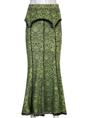 Green Goblincore Floral Skirt