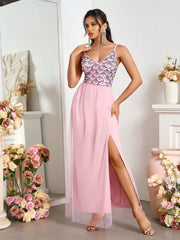Shimmering Belle: Sequined Mesh Dress for a Stylish Summer Look