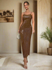 Shine Bright at Summer Events in this Elegant Mid-Length Sequined Mesh Dress