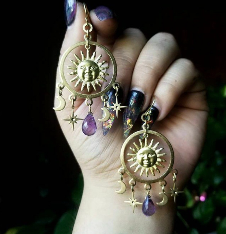 Celestial Amethyst Dangle Earrings