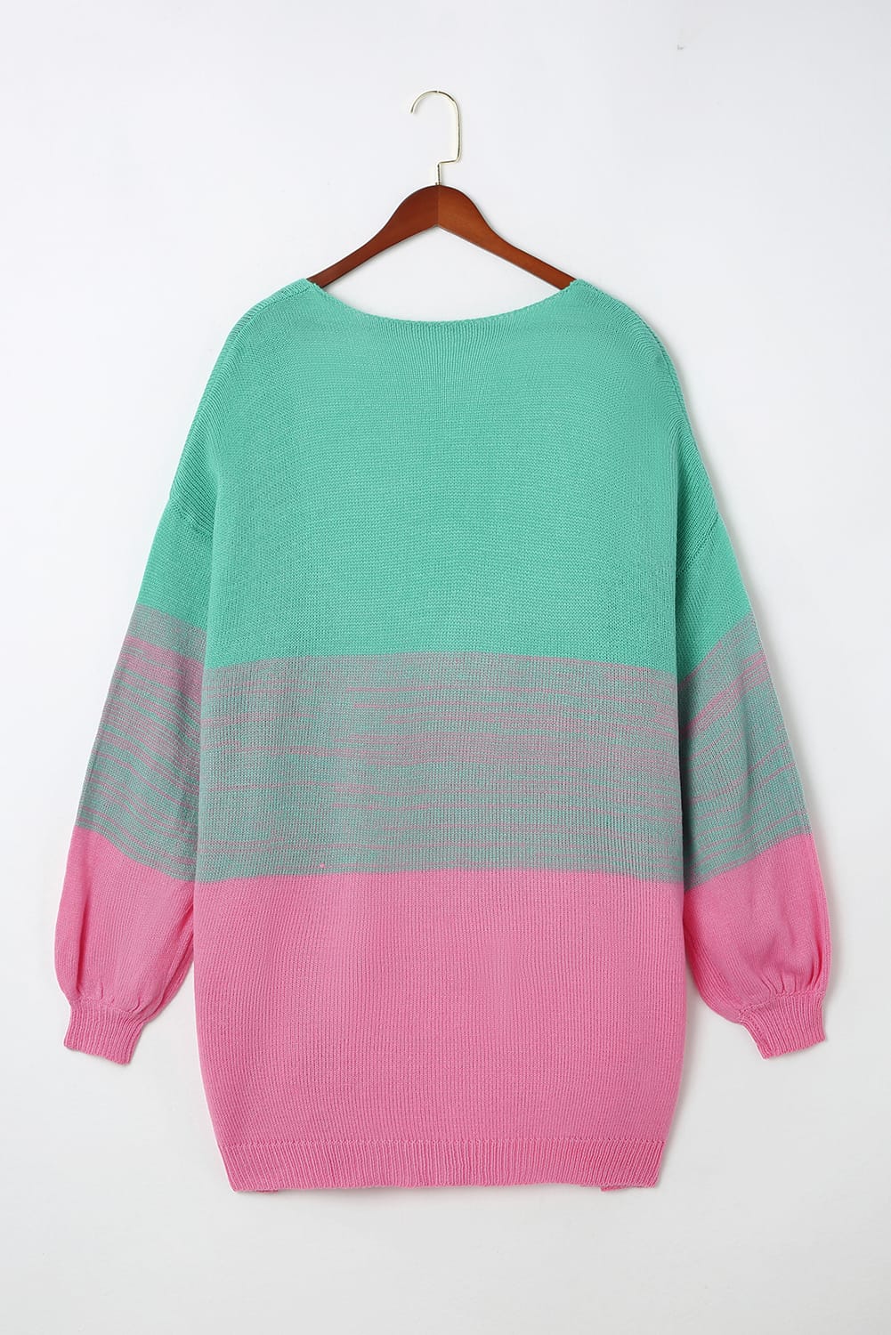 Colorblock Open Front Pom-pom Cardigan