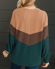 Colorblock Chevron Stripe Ribbed Top