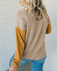 Colorblock Reverse Seam Long Sleeve Top