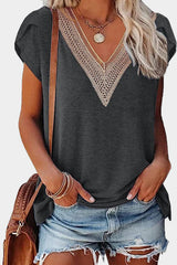 Crochet Lace V Neck Top