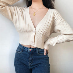 Thai Retro V-neck Knit Cardigan