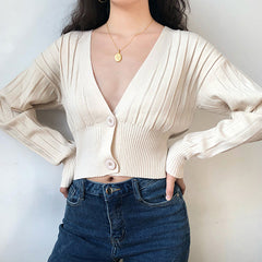 Thai Retro V-neck Knit Cardigan