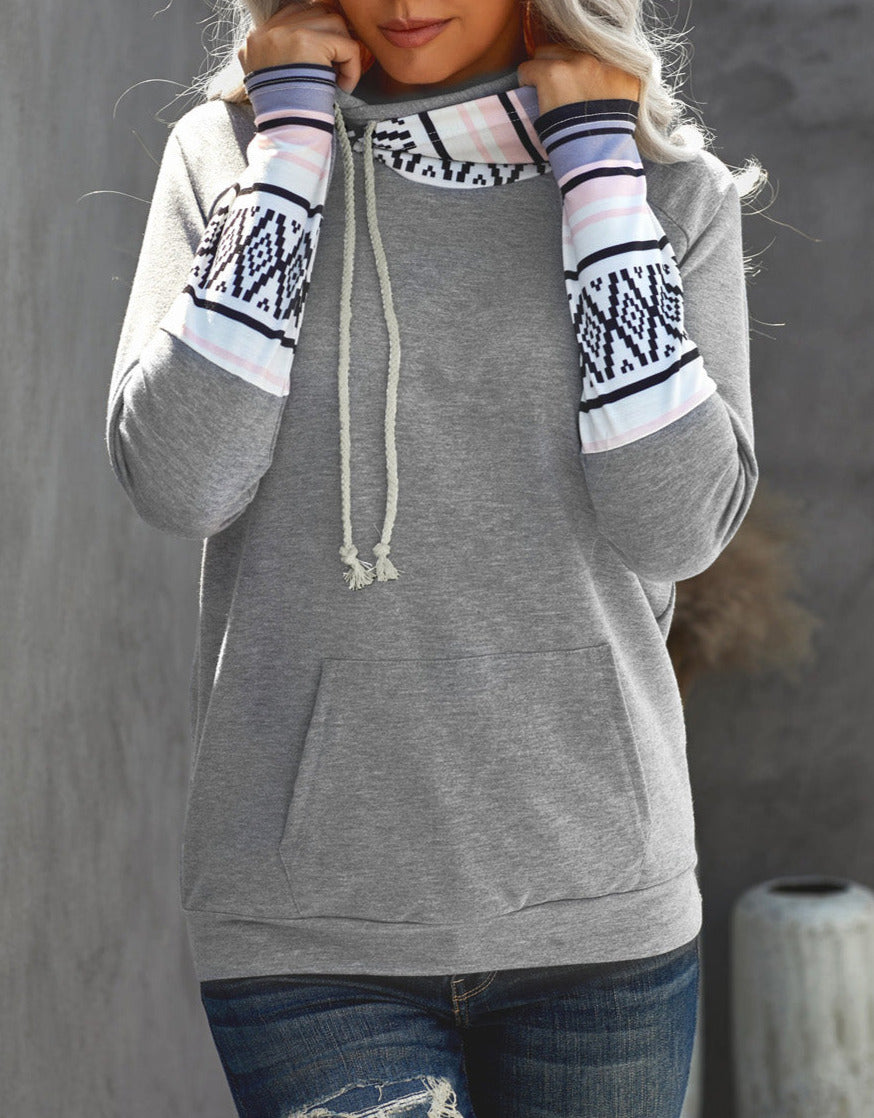 Colorblock Long Sleeve Pocketed Hoodie