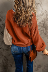 Colorblock Exposed Seam Oversized Sweater