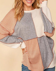 Colorblock Stripe Exposed Seam Top