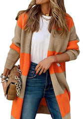 Colorblock Ribbed Knit Cardigan