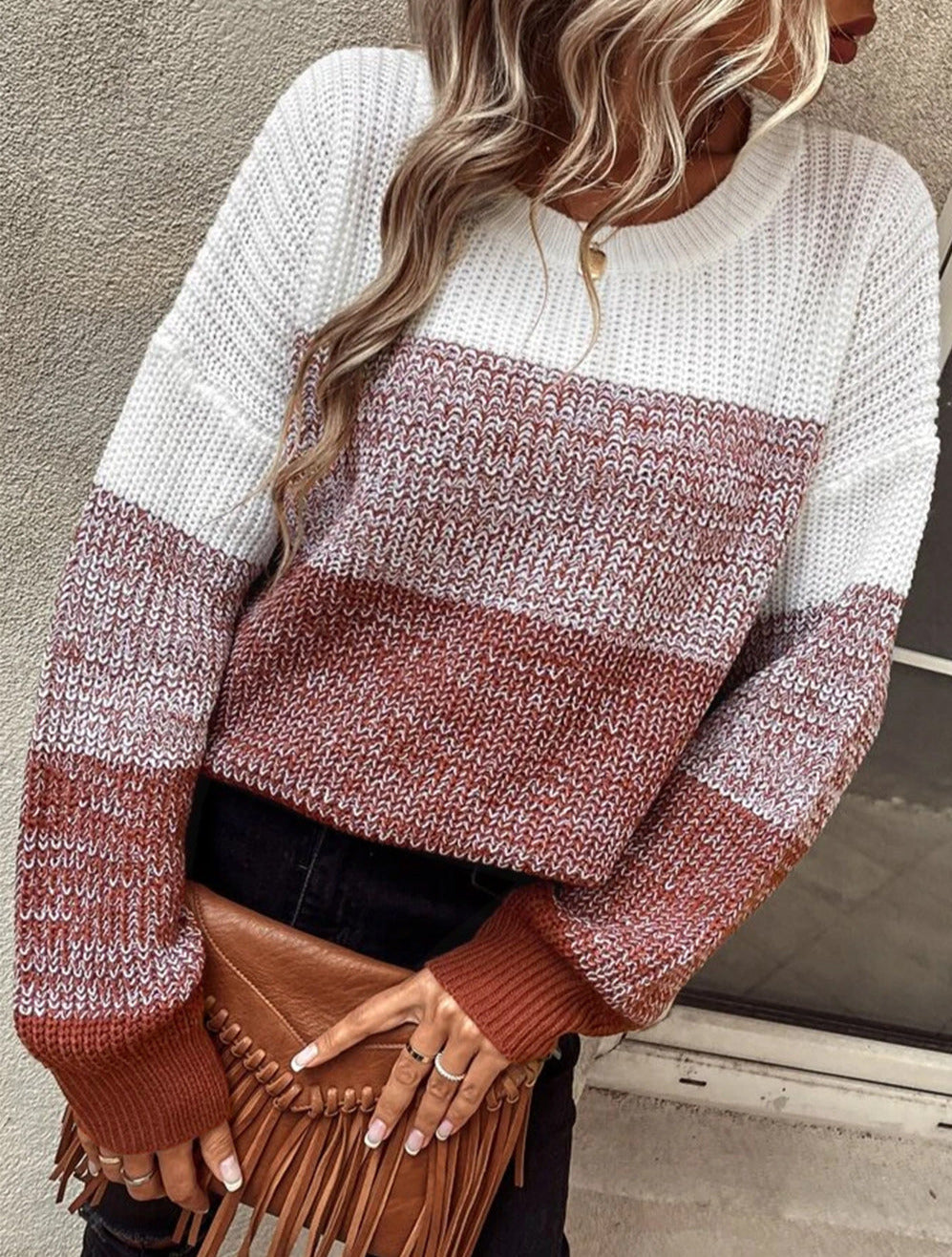 Colorblock Drop Shoulder Sweater