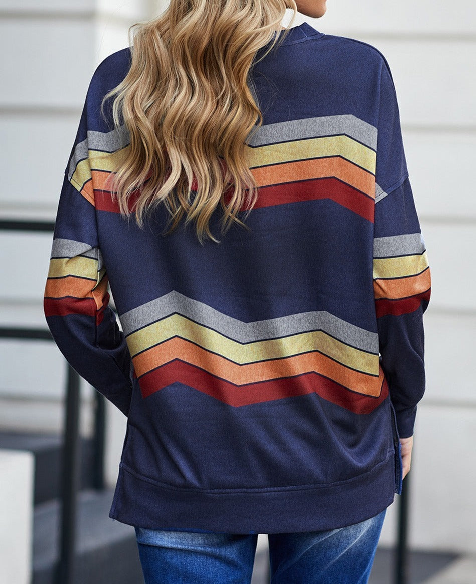 Cool Days Chevron Stripe Pullover Sweatshirt