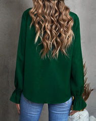 Crew Neck Ruffle Long Sleeve Top