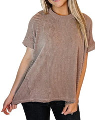 Corded Short Sleeve Crewneck T-Shirt