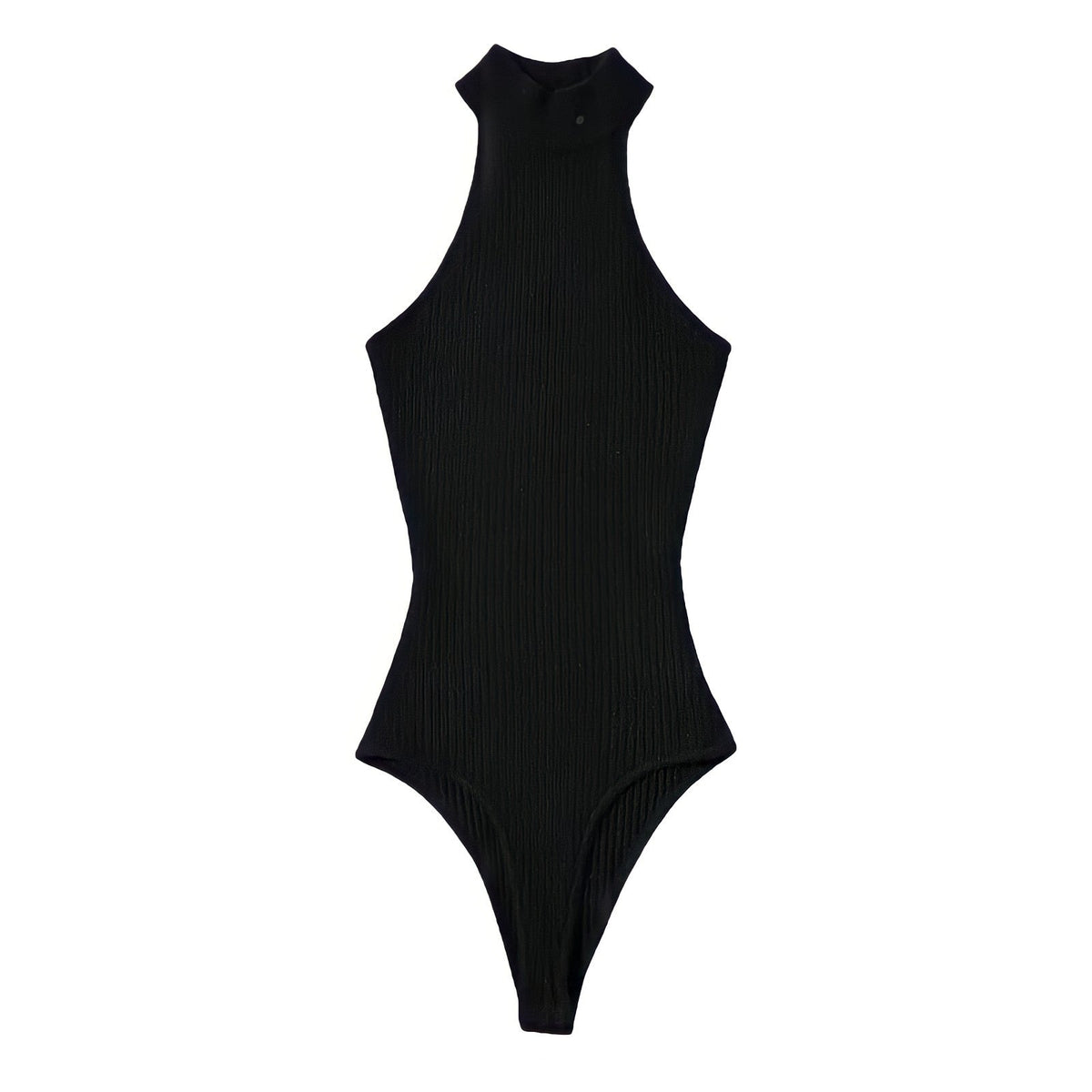 Black Knitted Turtleneck Bodysuit