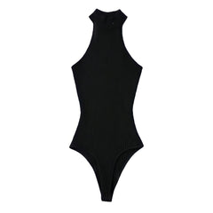 Black Knitted Turtleneck Bodysuit