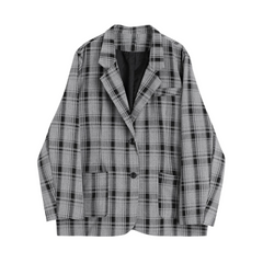 Heather Grey Plaid Blazer Jacket