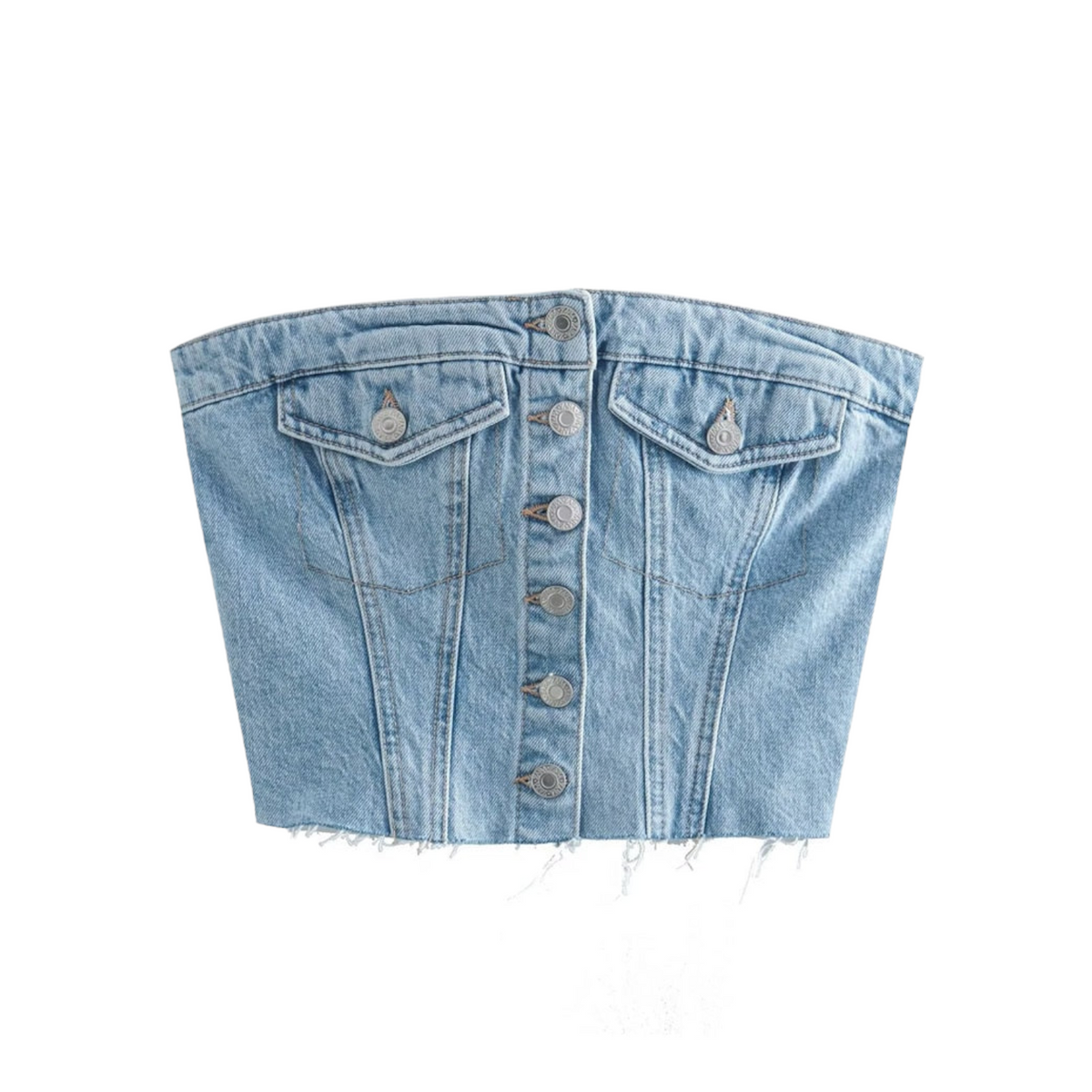 Light Blue Faded Denim Tube Top