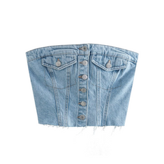 Light Blue Faded Denim Tube Top