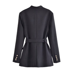 Black Button-Down Blazer Trench Coat