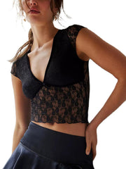 Elegant Lace Bow Crop Top