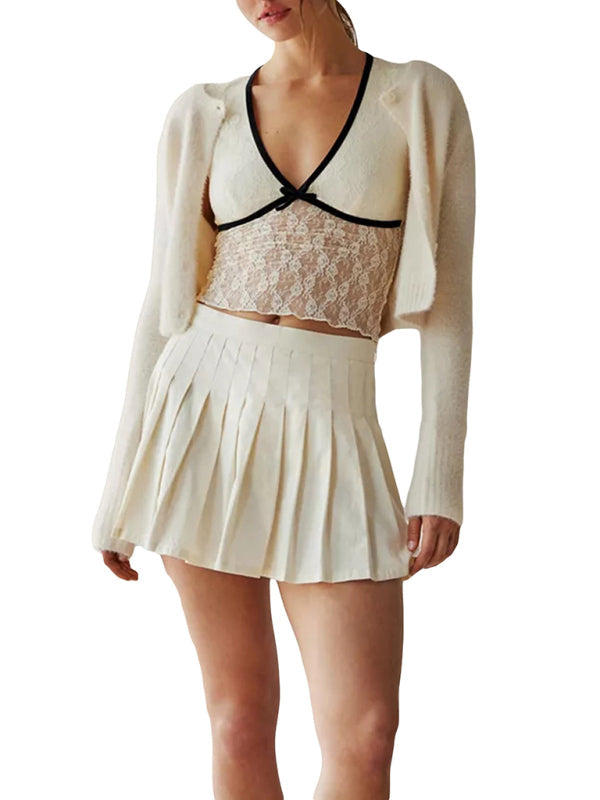 Elegant Lace Bow Crop Top