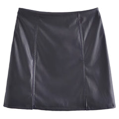 Black Faux Leather Mini Skirt