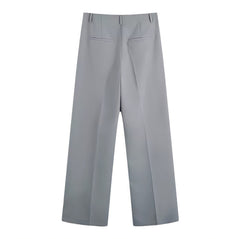 Light Grey Mid-Rise Trouser Pants