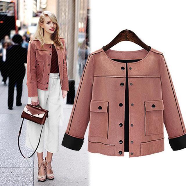 Fashion Vintage Chamois Leather Suede Short Jacket Coat