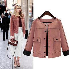 Fashion Vintage Chamois Leather Suede Short Jacket Coat