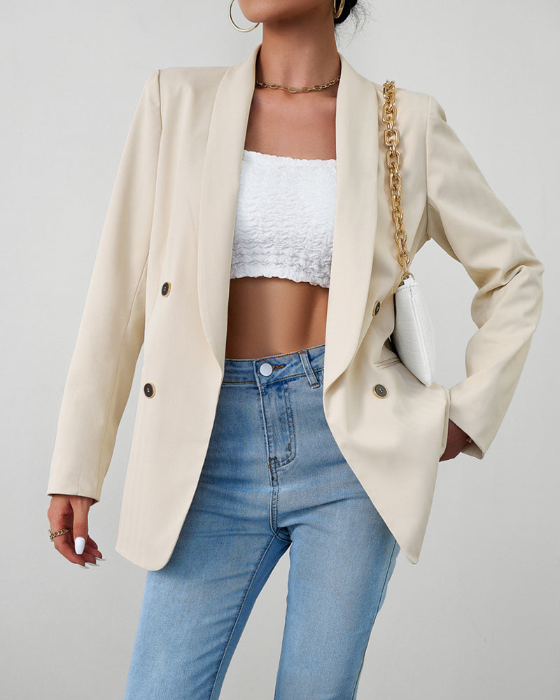 Casual Blazers Double Breasted Long Sleeve Work Office Blazer Jacket