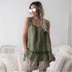 Fashion Women Lace Round neck Vest T-Shirts