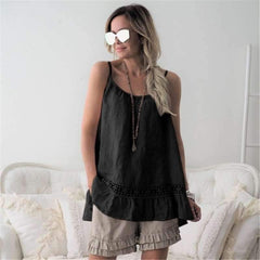 Fashion Women Lace Round neck Vest T-Shirts