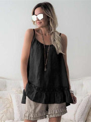 Fashion Women Lace Round neck Vest T-Shirts