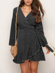 Alluring And Stylish Digital Printing Sexy Polka Dot Irregular Mini Dress