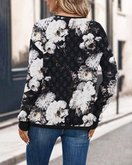 Casual Floral Print Long Sleeve Pullover Sweatshirt