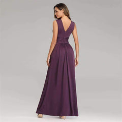 Fashion V neck Pure Sleeveless Evening Dresses