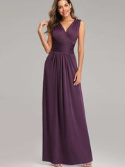 Fashion V neck Pure Sleeveless Evening Dresses