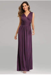 Fashion V neck Pure Sleeveless Evening Dresses
