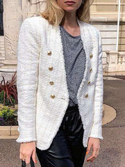 Fashion V neck Pure  Double-breasted Blazer