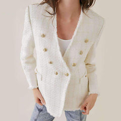 Fashion V neck Pure  Double-breasted Blazer