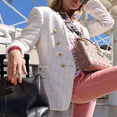 Fashion V neck Pure  Double-breasted Blazer