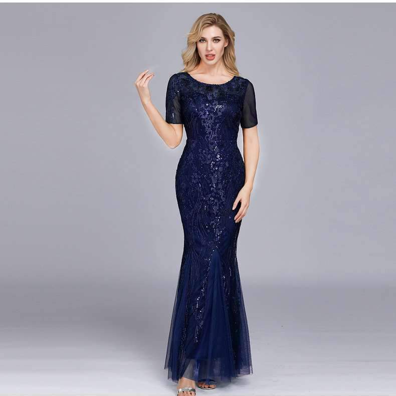 Fashion Round neck Short sleeve Fishtail Evening Dresses