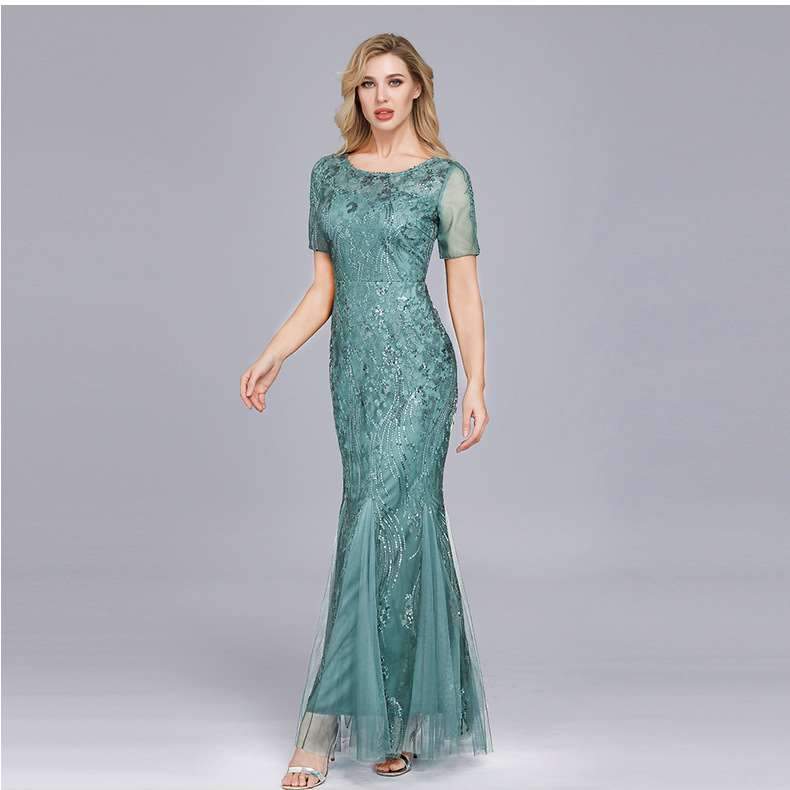 Fashion Round neck Short sleeve Fishtail Evening Dresses