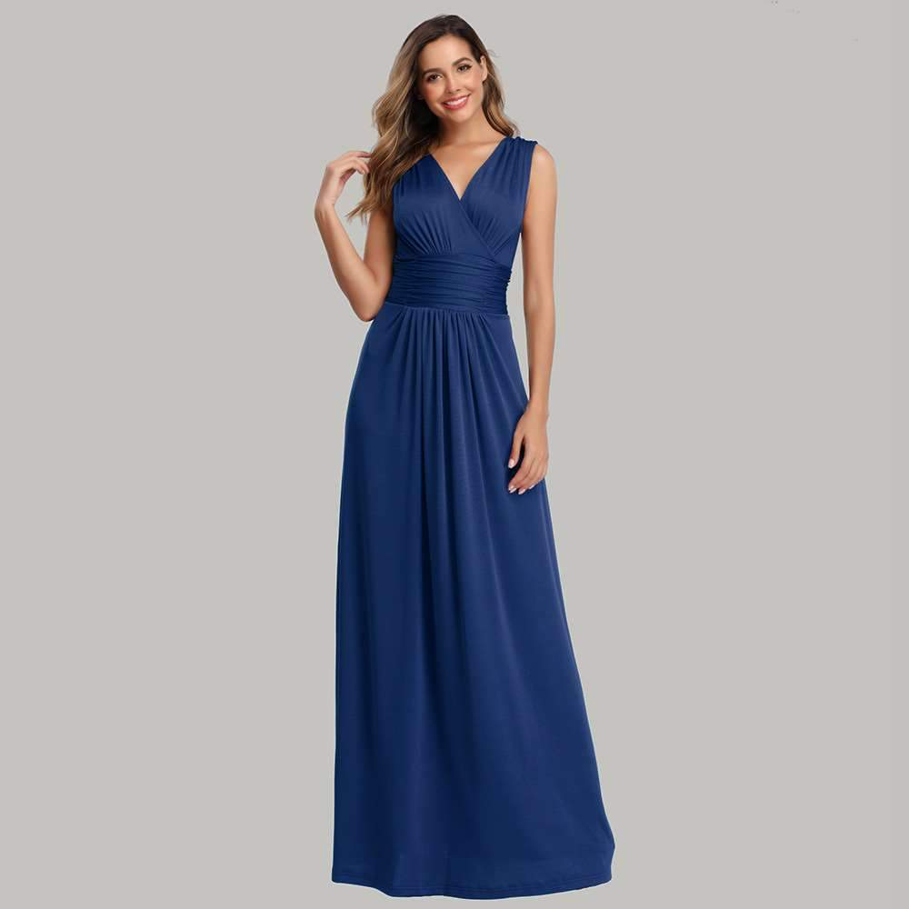 Fashion V neck Pure Sleeveless Evening Dresses